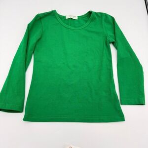 Adorable Essentials Kids Green Long Sleeve Cotton Spandex Crew Neck Tee 4T